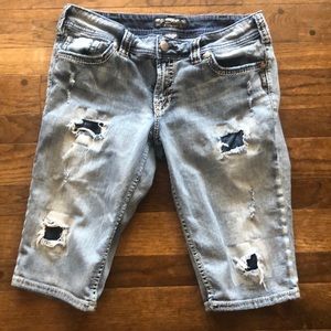 Silver Suki Flap Bermuda Jean Shorts Sz  W32